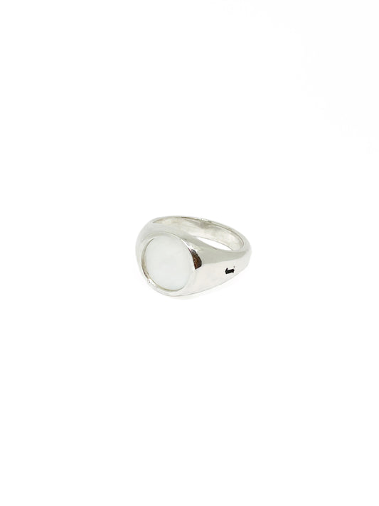 Anillo Sello Circular Ónix/ Madre Perla