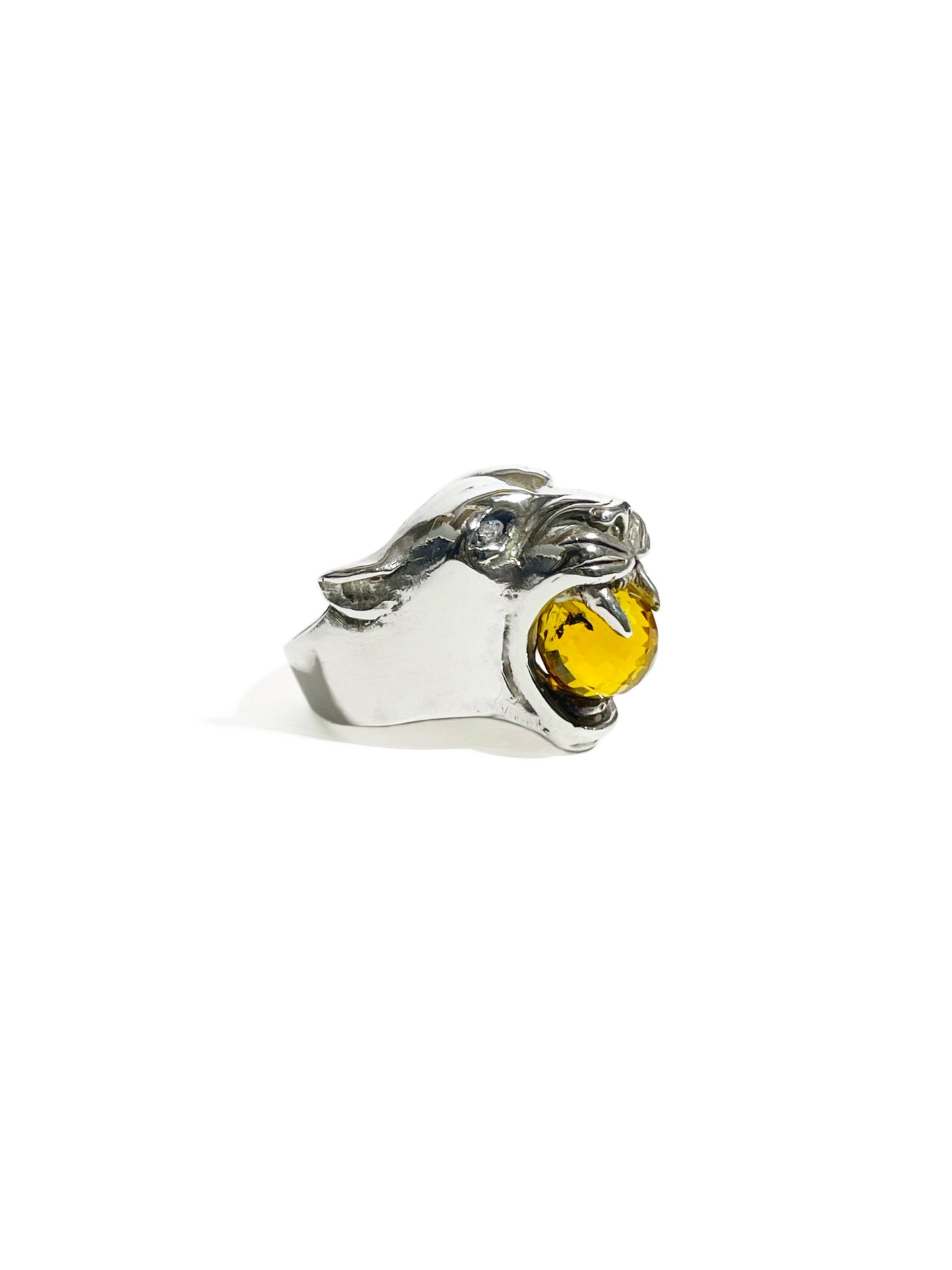 Anillo Pantera con Citrino e incrustaciones de diamantes en los ojos