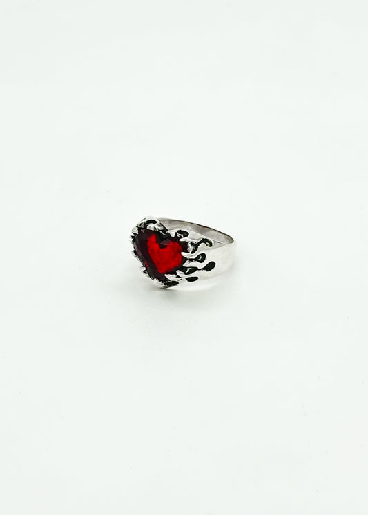 Anillo Corazón Flamas con Cristal