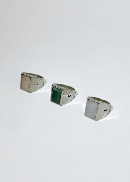 Anillo Rectangular Piedra Facetada
