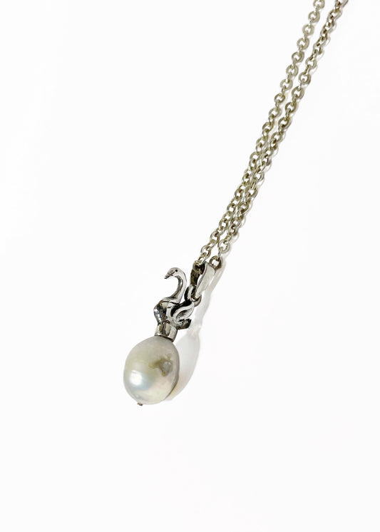Collar Cisne con Perla Blanca