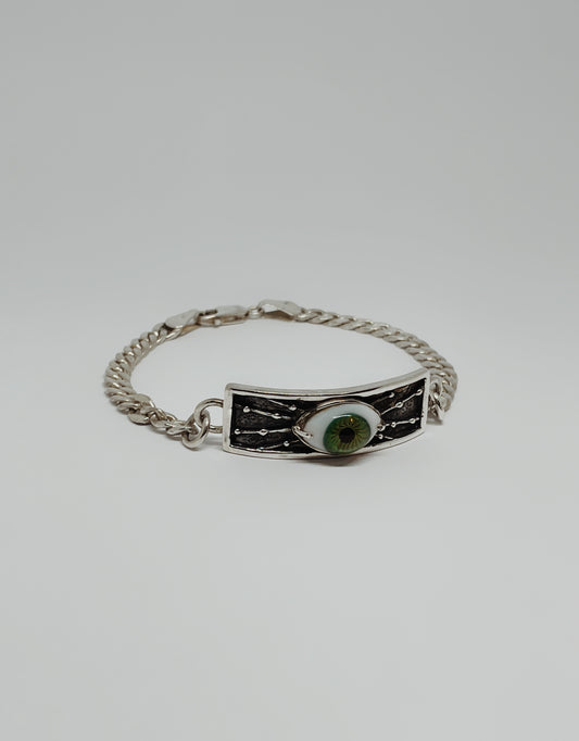Pulsera Placa con Ojo de Cristal