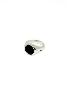 Anillo Sello Circular Ónix/ Madre Perla