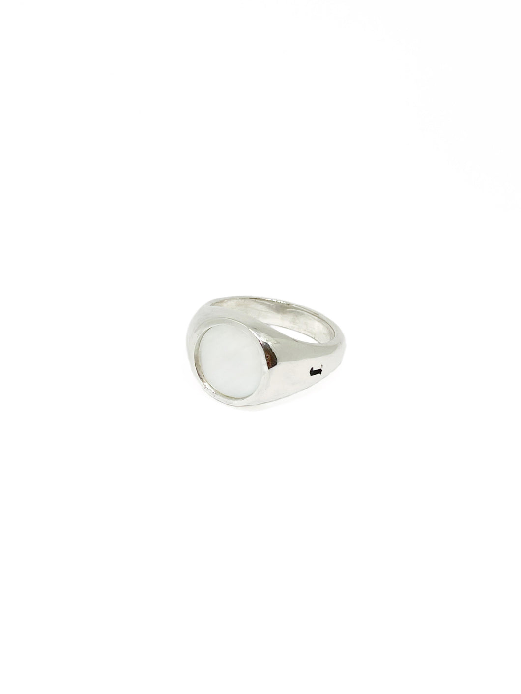 Anillo Sello Circular Ónix/ Madre Perla