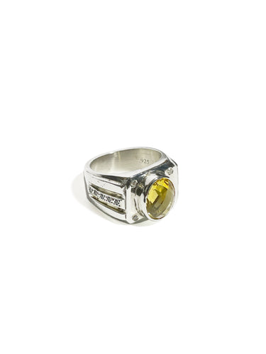 Anillo Citrino Ovalado con corte petatillo e incrustaciones de zirconias