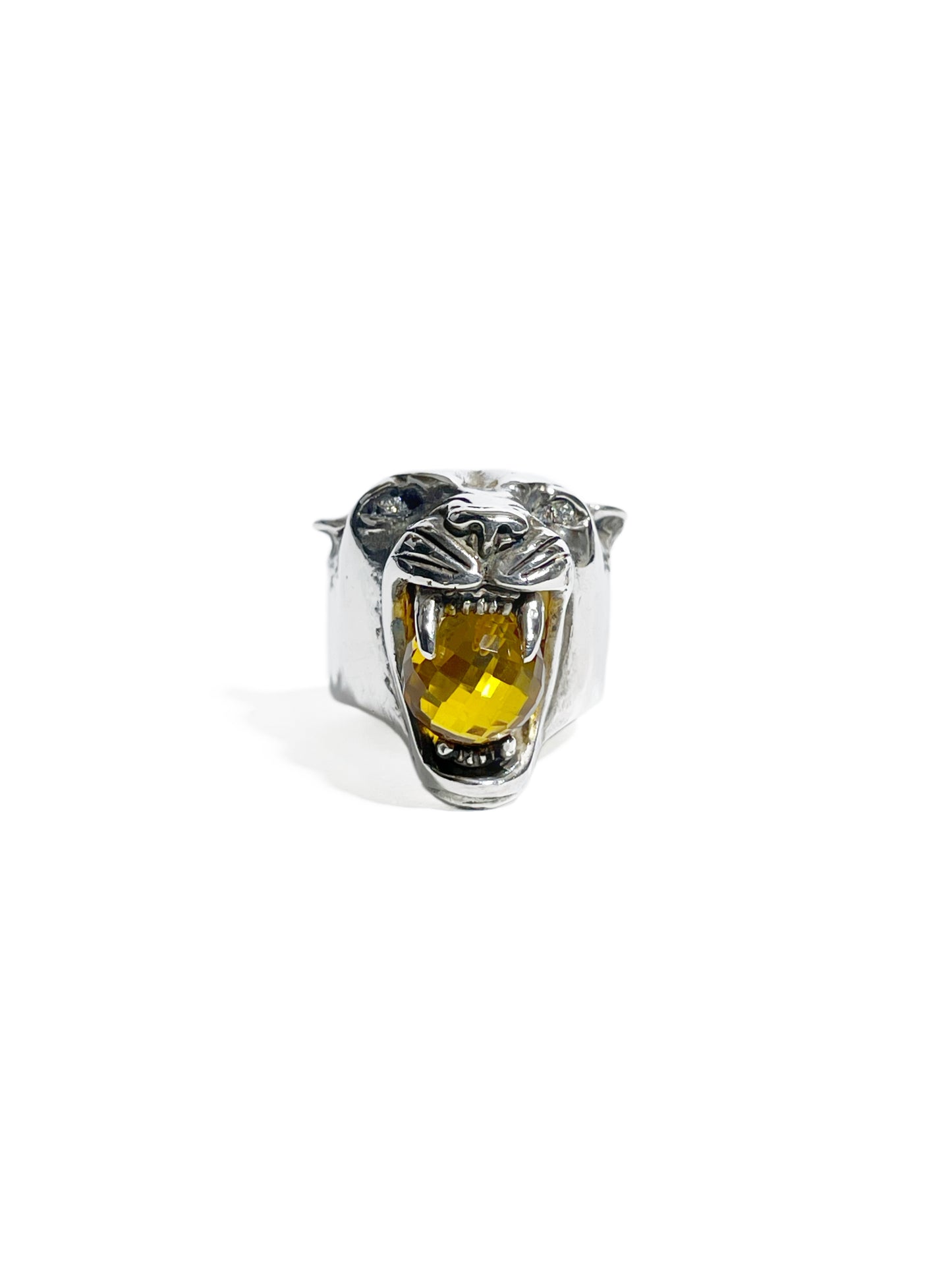 Anillo Pantera con Citrino e incrustaciones de diamantes en los ojos