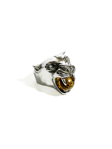 Anillo Pantera con Citrino e incrustaciones de diamantes en los ojos