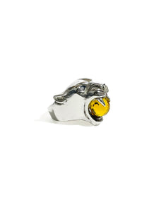 Anillo Pantera con Citrino e incrustaciones de diamantes en los ojos