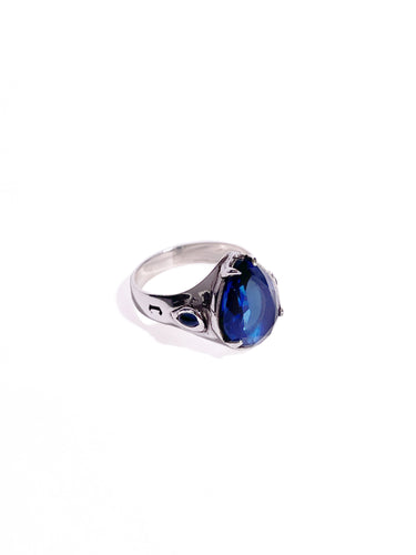Anillo Gotas con Cristal Azul