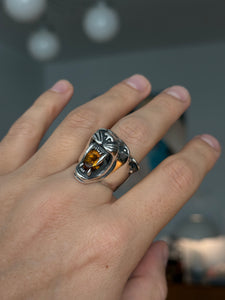 Anillo Pantera con Cuarzo Citrino Natural