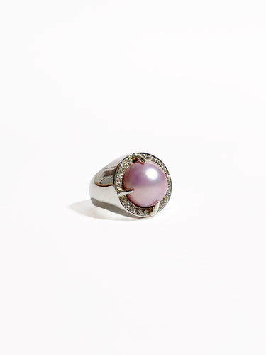 Anillo Perla Rosa con incrustaciones de zirconias