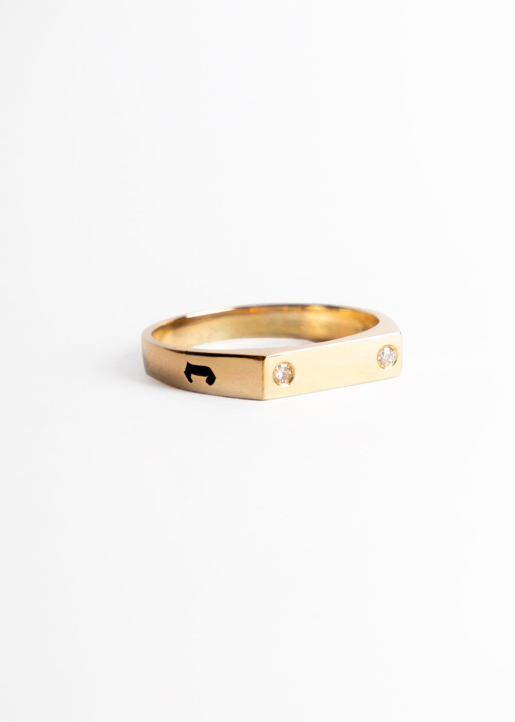 Anillo Rectangular Mini Oro 14k y Diamantes