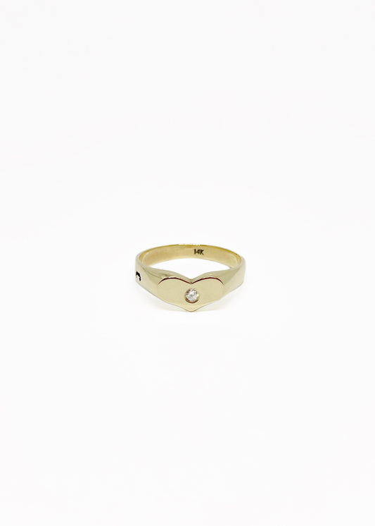 Anillo Corazón Mini Oro 14k y Diamantes