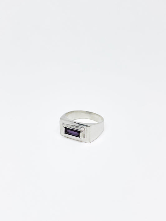 Anillo Rectangular con Amatista