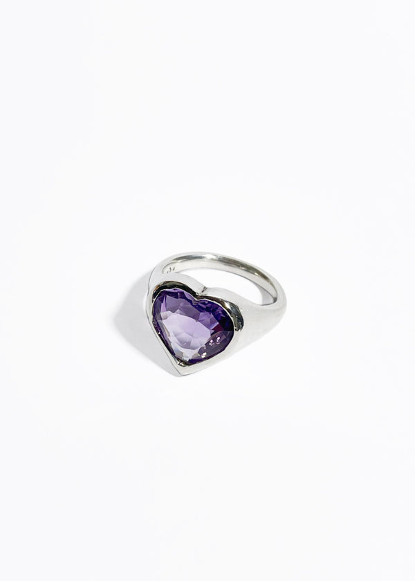 Anillo Corazón con Amatista Facetada