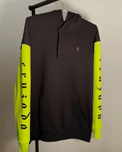 Sudadera Cz Negra con mangas Verde Neon