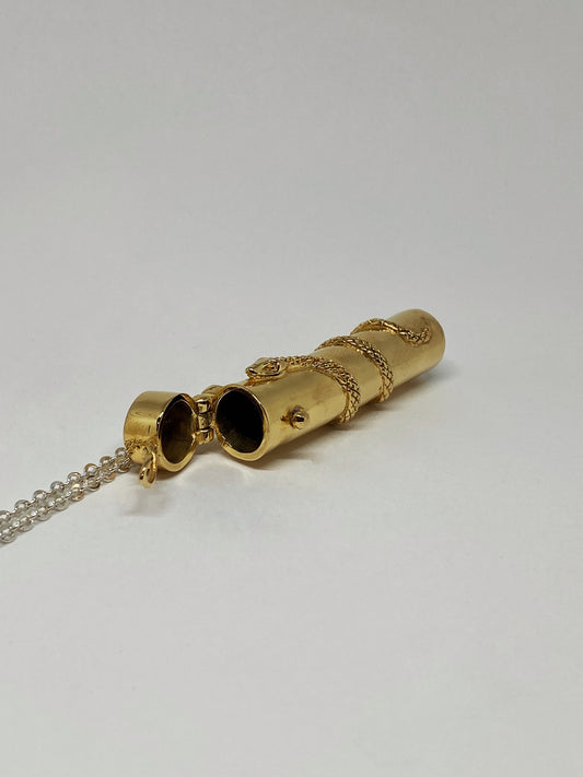 Porta Cigarro de Serpiente en  Bronce con Baño de Oro