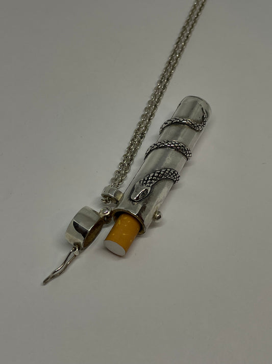 Porta Cigarro de Serpiente en Plata